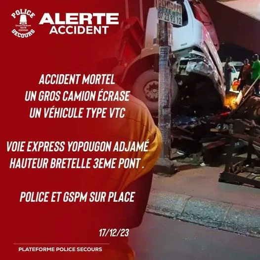 Grave accident à Yopougon 3ème pont BAE ce dimanche
