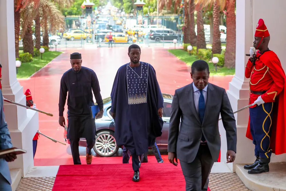 Bassirou Diomaye Faye au Palais présidentiel du Sénégal, le jeudi 28 mars 2024.