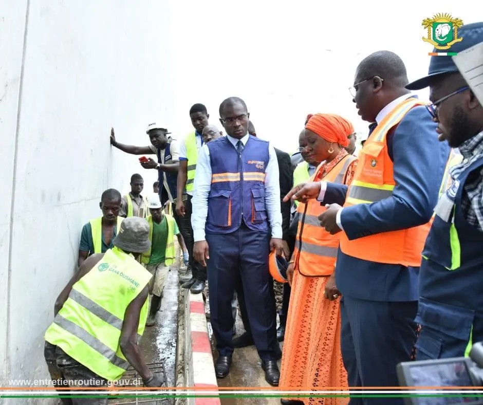 Visite du Ministre Amédé Koffi Kouakou et de Kandia Camara du tunnel d'Abobo le 9 avril 2024