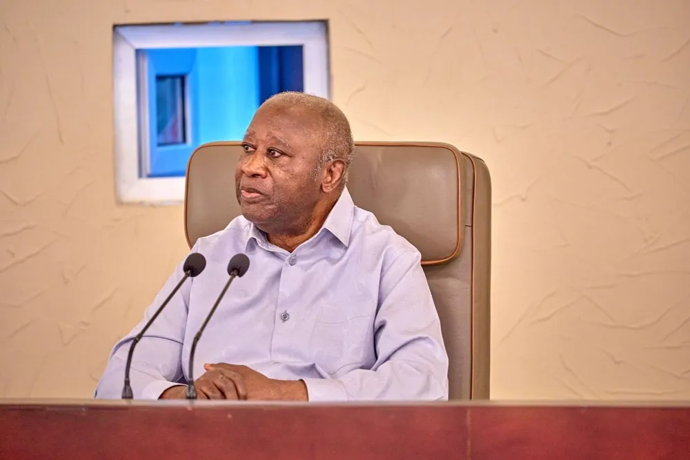 Laurent Gbagbo lors d'une réunion du Comité Central du PPA-CI le 13 avril 2024