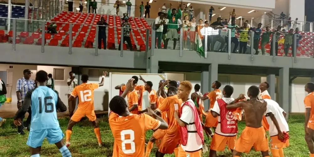 Les Eléphanteaux de Côte d'Ivoire lors du tournoi qualificatif de la CAN U17 zone UFOA-B le 25 mai 2024