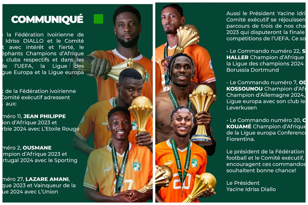 Six Éléphants Champions d'Afrique 2023 sur le toit de l'Europe