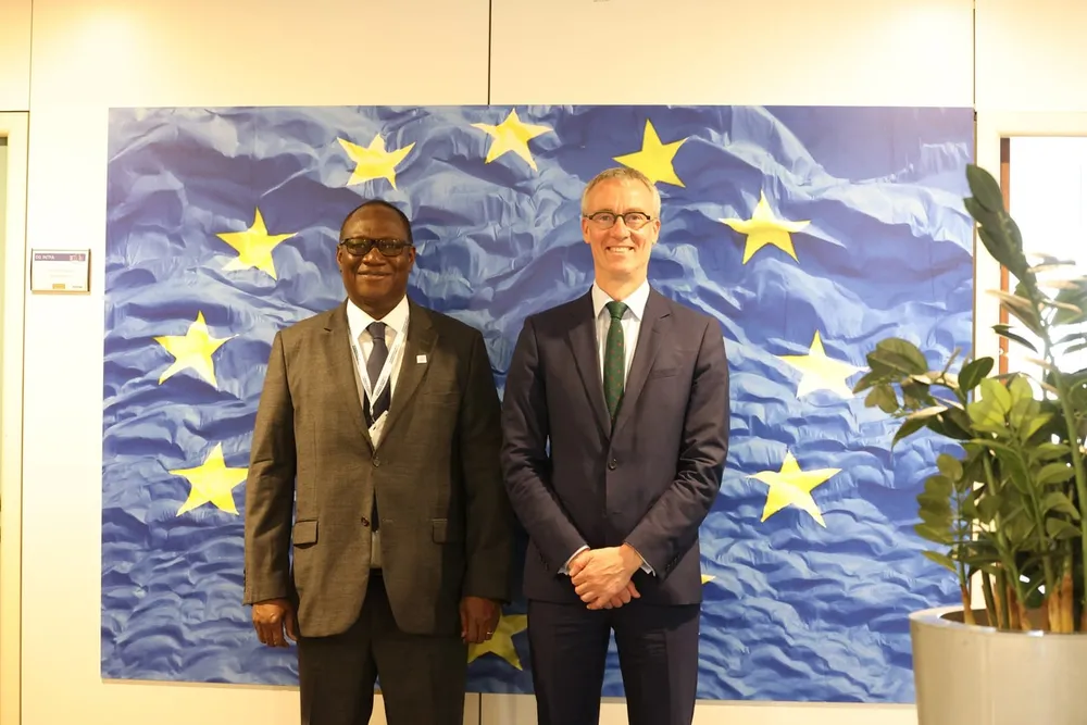 Téné Birahima Ouattara à Bruxelles, en Belgique lors de la 2ème édition du Forum Schuman sur la Sécurité et la Défense organi