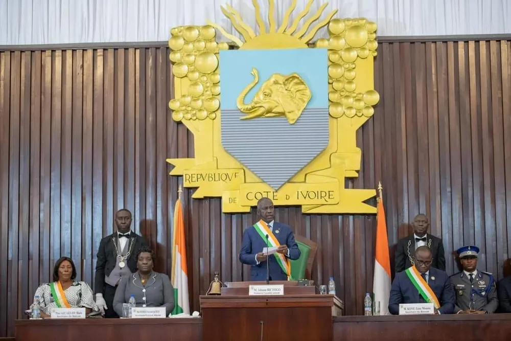 Adama Bictogo lors de la cérémonie de clôture de la 1ère session ordinaire de l'année 2024 de l'Assemblée nationale de Côte d