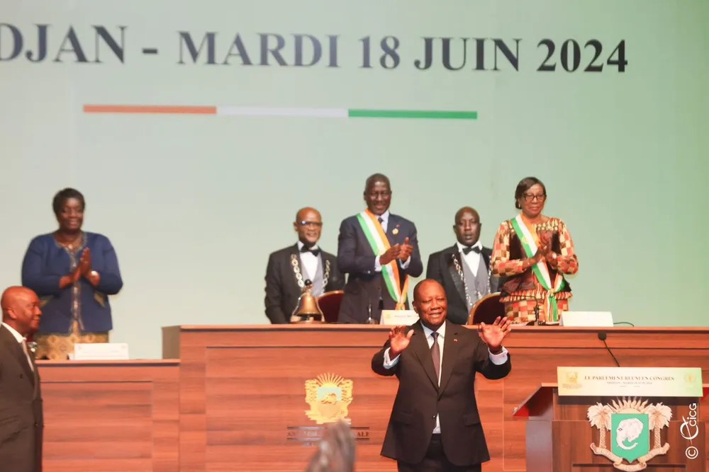 Alassane Ouattara lors de son discours devant Congrès le 18 juin 2024