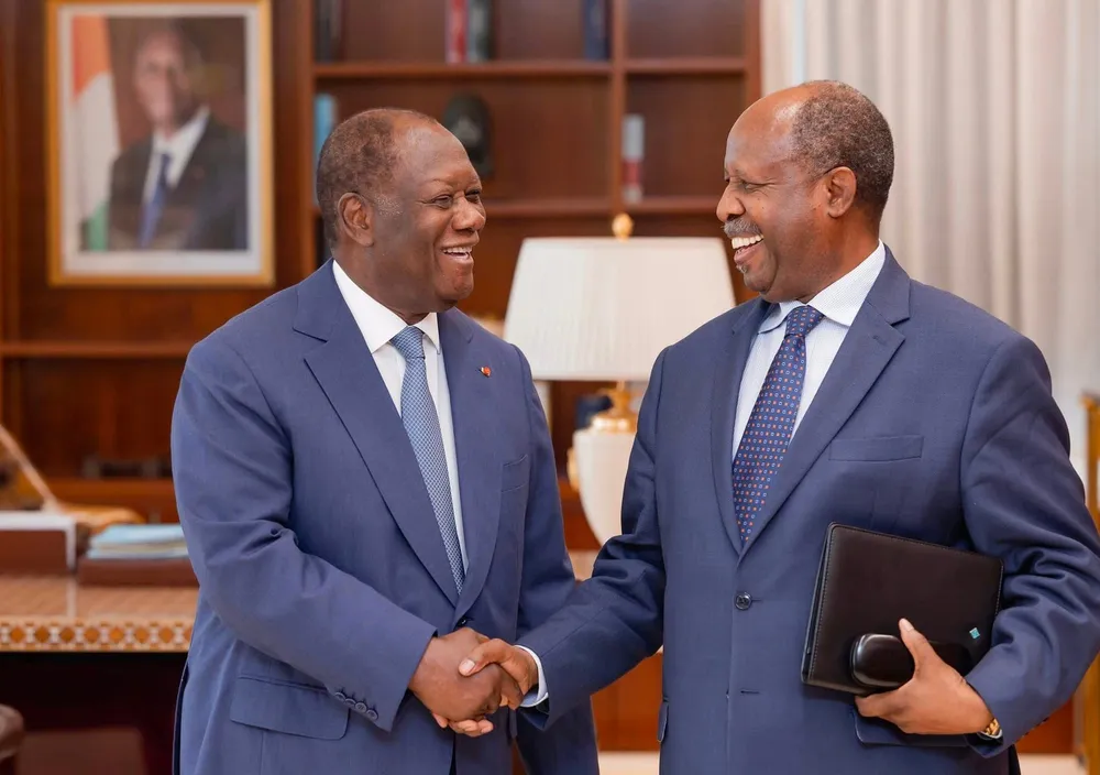 Rencontre Ouattara et le Représentant Spécial du SG de l'ONU pour l'Afrique de l'Ouest et le Sahel le 25 juin 2024 à Abidjan