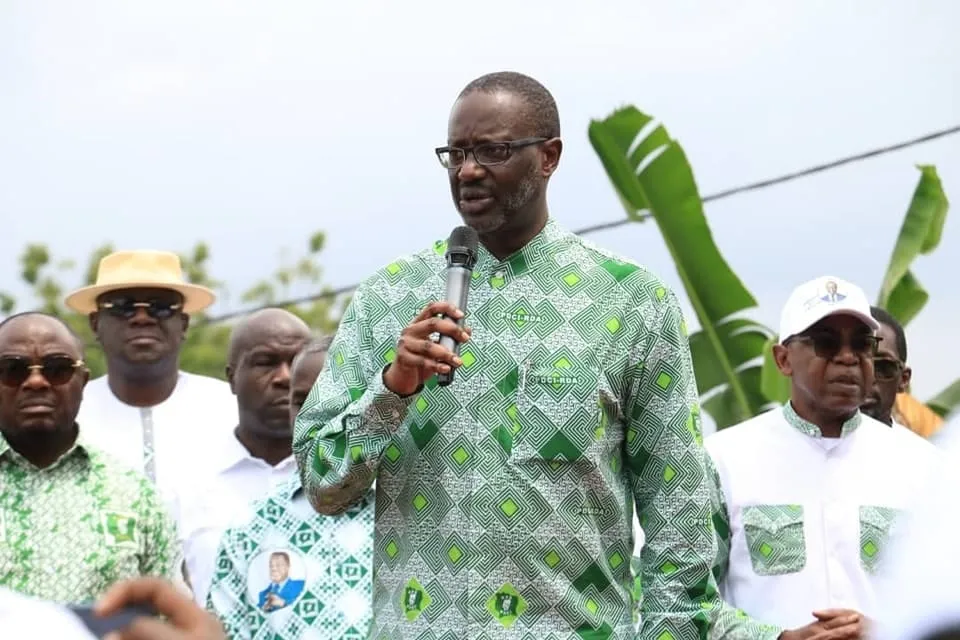 Tidjane Thiam lors du de la mise en mission de la Task Force à Dabou le 28 juin 2024