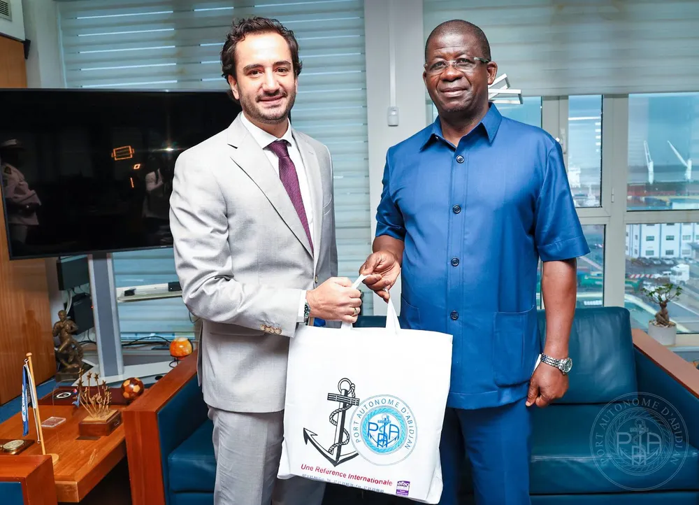 Rencontre Vincent Grimler, DG de Grimaldi et Hien Yacouba Sié, DG de l'Autorité Portuaire d'Abidjan le 20 juin 2024