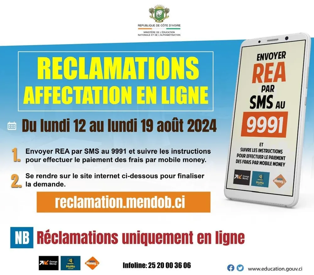 Réclamations affectations 2024 en Côte d'Ivoire