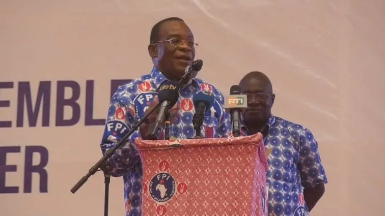 Affi N'Guessan, président du FPI lors du Congrès du parti à Yamoussoukro le 8 novembre 2024