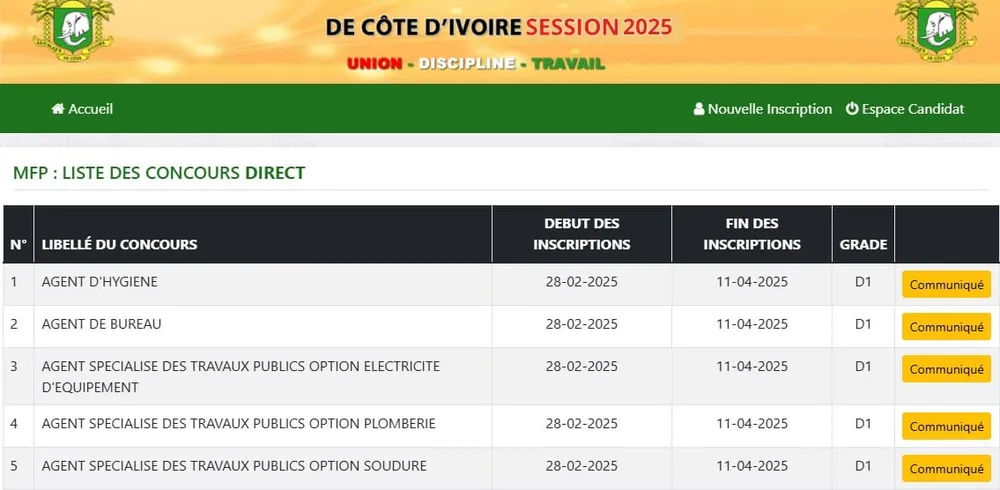 Concours fonction publique 2025 : 14 concours professionnels exceptionnelle lancés, la liste