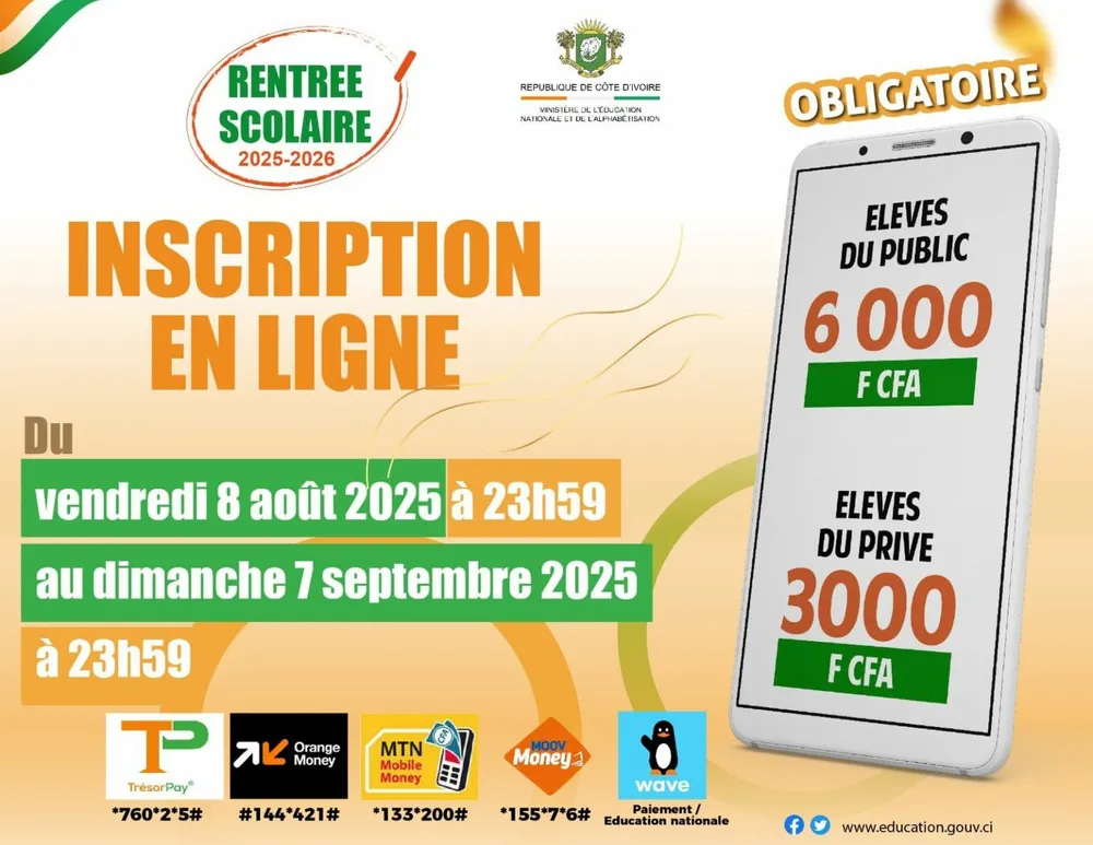 Inscriptions en ligne rentrée scolaire 2025-2026 en Côte d’Ivoire : le guide