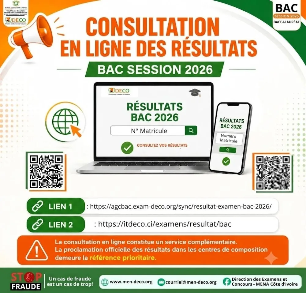 DECO : les résultats du BAC 2026 disponibles sur Men-deco.org