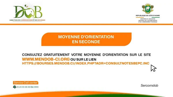 Moyenne d'orientation Seconde A et C 2026 : consulter maintenant en ligne