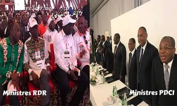 Ministres RDR et PDCI à l'AG constitutive du RHDP unifié