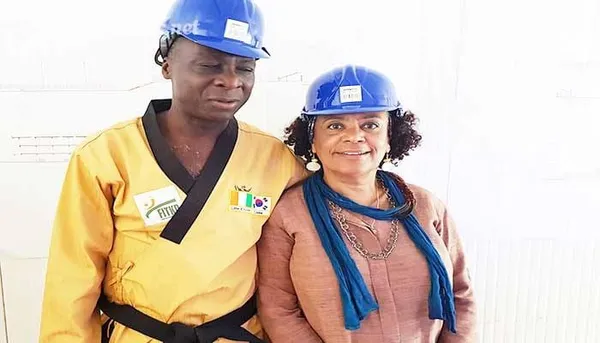 Abidjan : Véronique Tadjo, première Ivoirienne ceinture noire de Taekwondo visite le chantier du Palais du Taekwondo