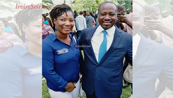 La journaliste Mikeu Mahi et Guillaume Soro