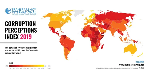 Indice de la corruption 2019 : la Côte d’Ivoire classée 106è au rang mondial, et 6è en Afrique de l’Ouest