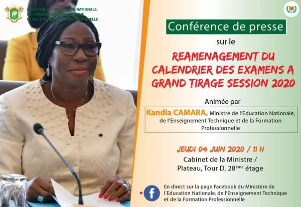 Examens scolaires 2020 : Kandia Camara dévoile le calendrier, suivez son direct