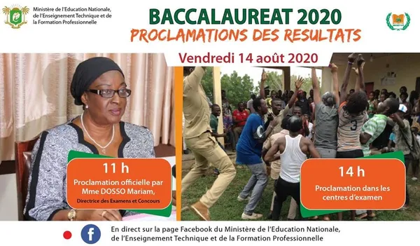 Proclamation officielle des résultats du BAC 2020 ce vendredi 14 août