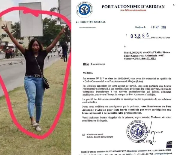 Après Pulchérie Gbalet, Lohouri Bintou licenciée par le RHDP après avoir marché contre le 3e mandat de Ouattara