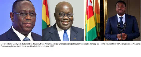 Présidentielle Ivoirienne : Macky Sall, Akkufo-Addo et Faure Gnassimgbé félicitent Ouattara