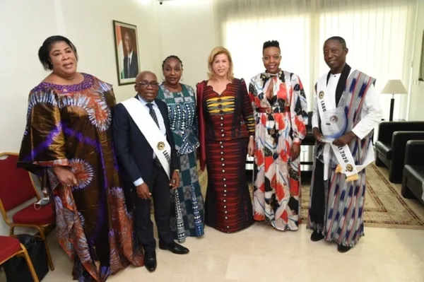 Gohou Michel, Bomou Mamadou et Bleu Brigitte chez Dominique Ouattara