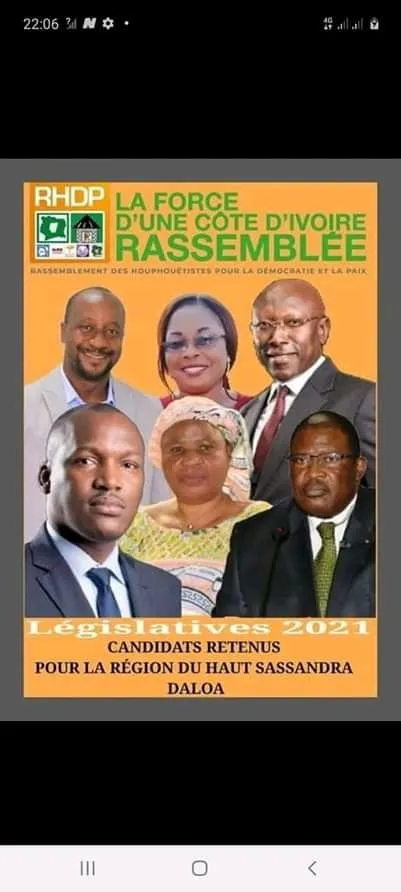Législatives 2021 à Daloa: voici les candidats du RHDP