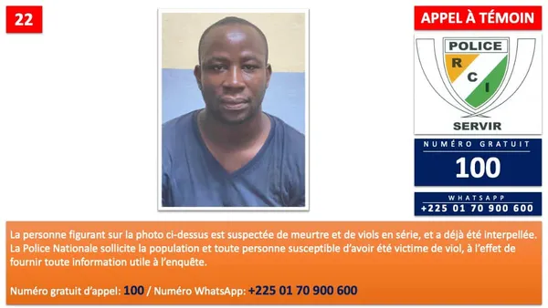 Appel à témoin : cette personne figurant sur cette photo est suspectée de meurtre et de viols en série