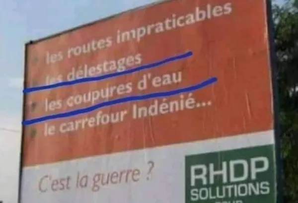 Délestage, pénurie d’eau : Un cadre de l’opposition parle à Ouattara : « RHDP solution, c’est la guerre ? »