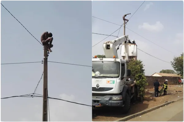 Bouaké : un homme assis au sommet d’un poteau électrique maîtrisé et évacué à l’hôpital