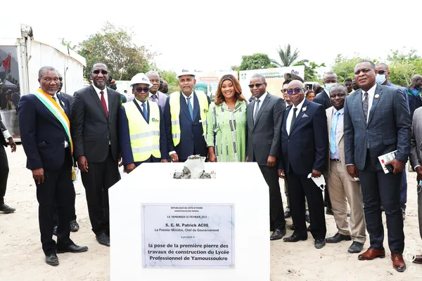 Enseignement technique : pose de la première pierre du Lycée professionnel de Yamoussoukro