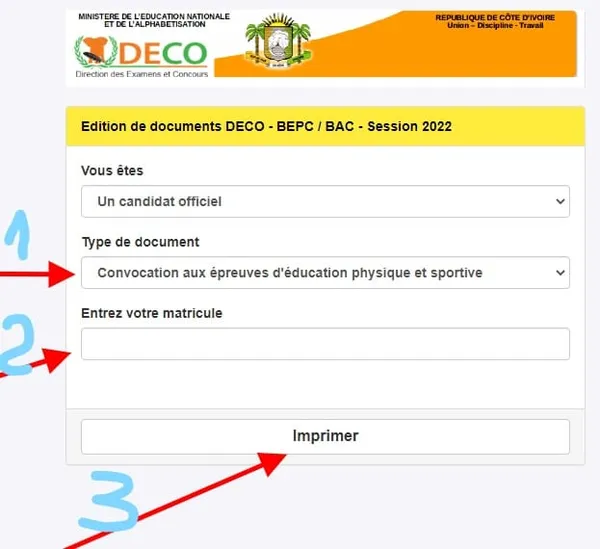 BAC 2022 CI : convocation a téléchargé sur men-deco.org avec le numéro matricule, les détails