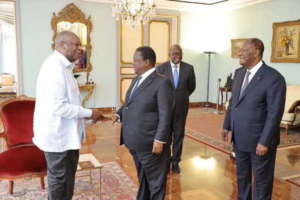 Rencontre de ce 14 juillet 2022 des présidents Laurent Gbagbo, Henri Konan Bédié et Alassane Ouattara