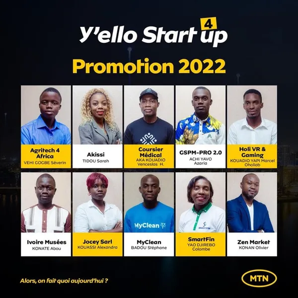 Y’ello StartUp 2022 by MTN Côte d’Ivoire: Découvrez les 10 startup finalistes et leurs promoteurs