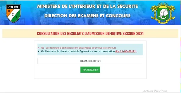 Résultats définitifs concours police 2021 CI disponibles ce 29 août 2022: consultables sur police.laatech.com