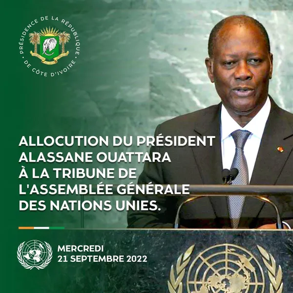 Le président Alassane Ouattara à la tribune des Nations Unies