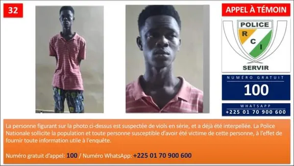 La police ivoirienne lance un appel à témoin pour arrêter un violeur en série