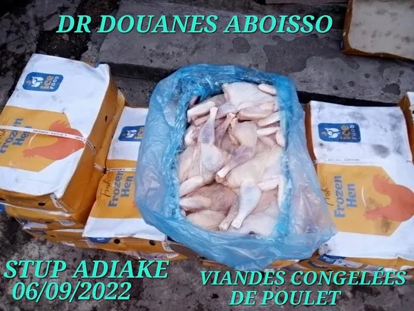 Trafic à Aboisso: saisie de 300kg de poulet congelé en provenance du Ghana