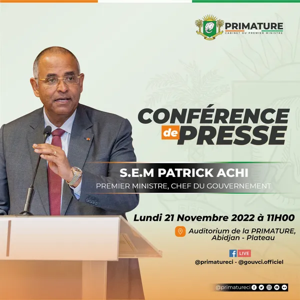 EN DIRECT | Conférence de presse de Patrick Achi ce 21 novembre 2022