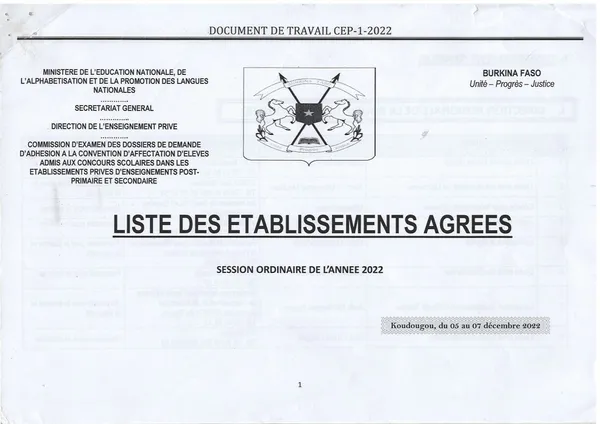 Burkina: voici la liste des établissements scolaires privés agréés 2022