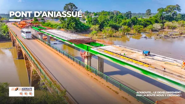 Construction nouveau pont d’Aniassué : les travaux achevés à ce jour à 70%