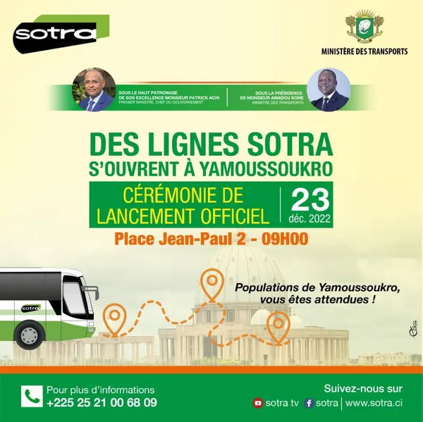 La SOTRA démarre à Yamoussoukro ce 23 décembre 2022