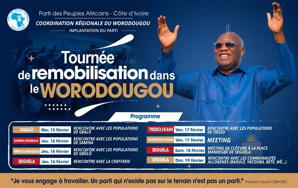 Gbagbo: Grande tournée du PPA-CI dans le Worodougou, le programme