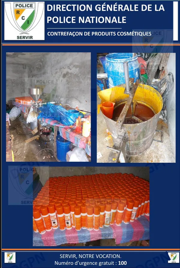 Démantèlement d’un réseau de fabrication de produits cosmétiques à Abobo, N’Dotré: plusieurs arrestations
