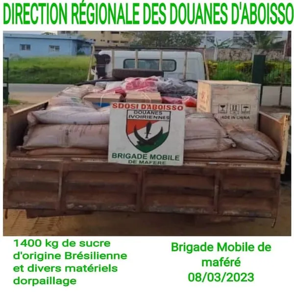 Trafic : saisie de 1400 kg de sucre à Kotoka