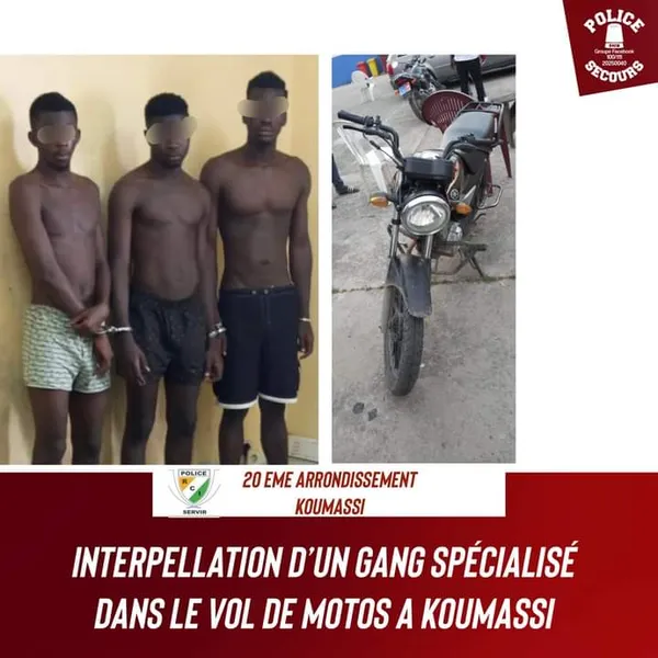 Koumassi : un gang spécialisé dans le vol motos arrêté par la police