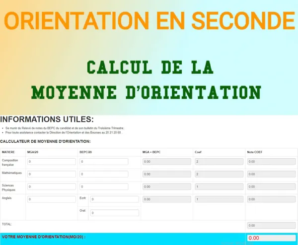 BEPC : voici la méthode de calcul de la moyenne d’orientation en seconde