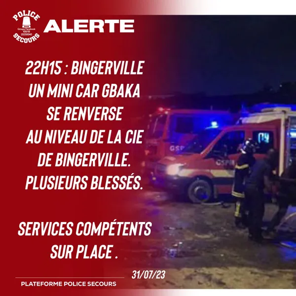 Accident de la circulation à Bingerville ce lundi: un gbaka se renverse, plusieurs passagers blessés