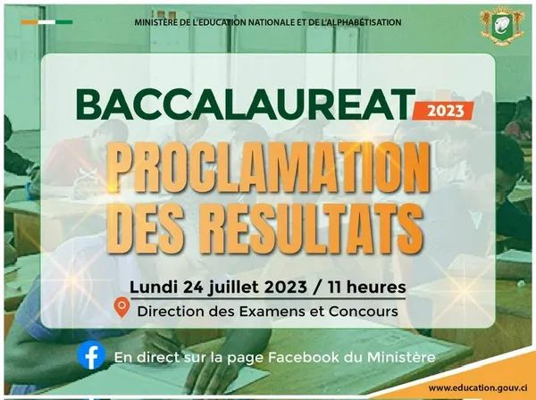 EN DIRECT : suivez la proclamation des résultats du BAC 2023 CI à 11h